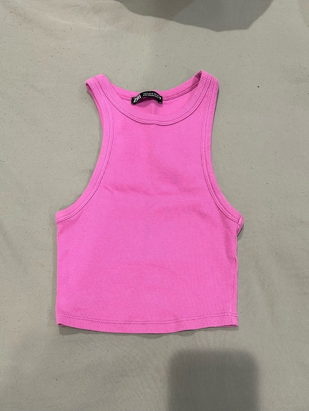Zara Hot Pink Ribbed Crop Tank